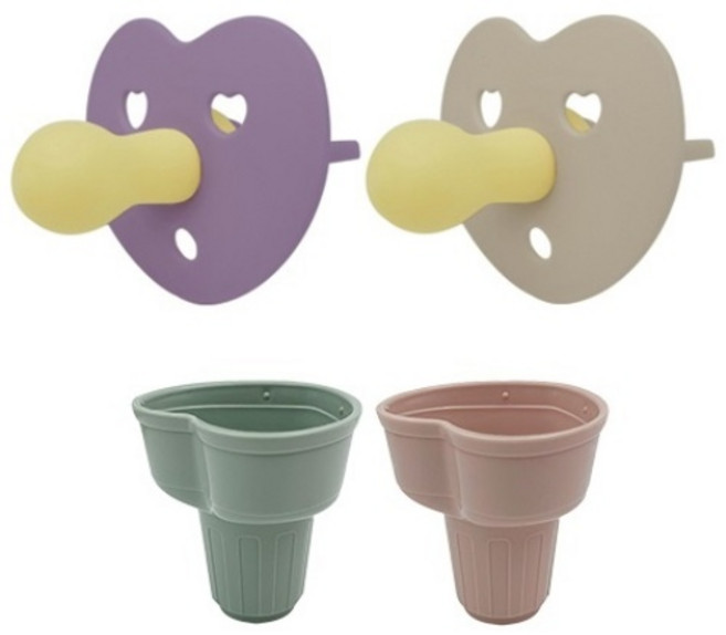 프로미스 공갈 노리개 젖꼭지 하트 2p + 콘케이스 2p, 2단계, 코튼캔디, 밀크티, 2개