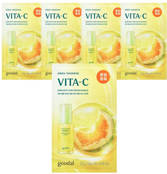 구달 청귤 비타씨 잡티 케어 세럼 마스크 알파, 5개입, 1개 - 쿠팡