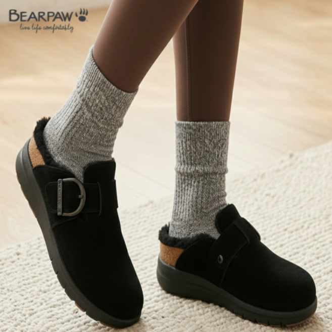 [백화점정품/빠른출고] 베어파우 양털슬리퍼 여성용 따뜻하고 보온성좋은 실내 실외 뽀글이 방한화 겨울신발