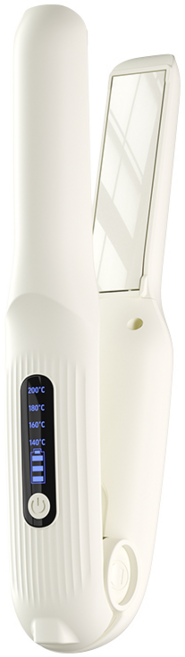 Keka 무선 뿌리볼륨 고데기 4단계 온도조절 판고데기 휴대용 Type-C 충전, 화이트