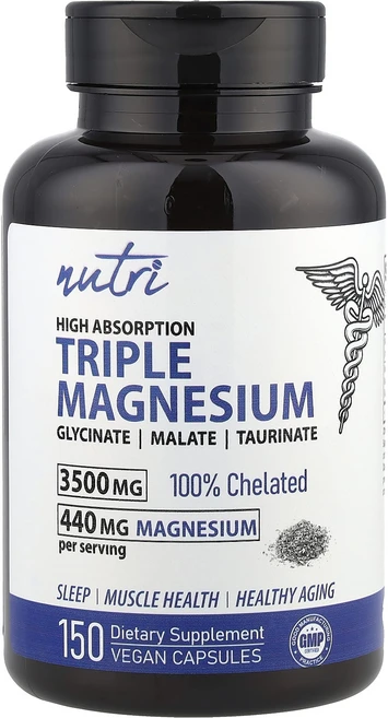 Nutri 트리플 마그네슘 높은 흡수율 440mg 베지 캡슐 150정(캡슐 1정당 88mg), Nutri트리플마그네슘높은흡수율440mg베지캡슐150정, 1개, 150정 - 쿠팡