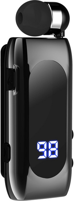 AIDU 원클립 자동 감김 블루투스 이어폰 클립형 블루투스 이어폰, 블랙