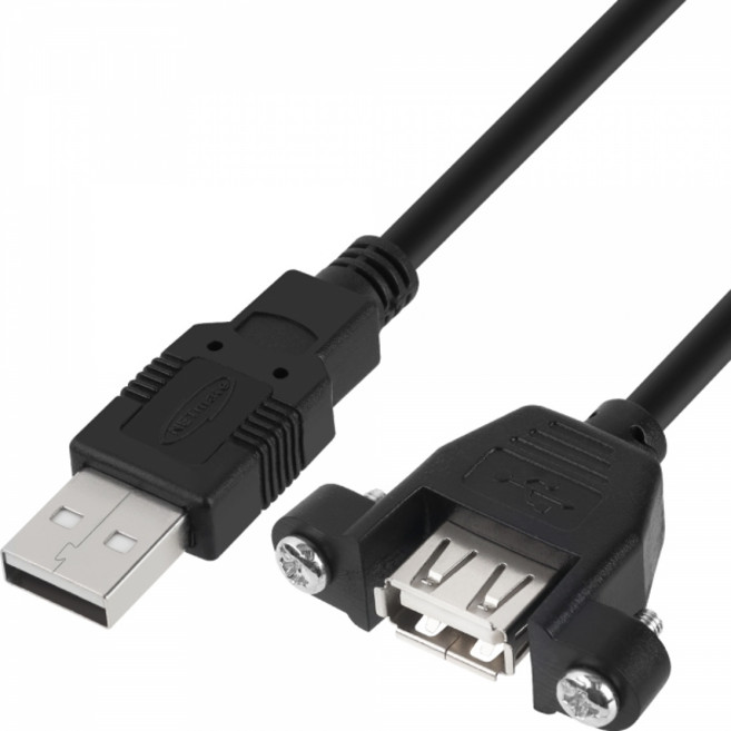 넷메이트 USB2.0 판넬 고정형 연장 케이블 2m 블랙 NMC-UF220SB 책상고정형 A타입 암수 UL인증 2중차폐, 1개