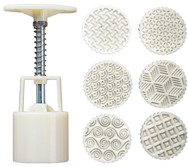 63g 문케이크 몰드 6 기하학적 스탬프 쿠키 커터 손으로 그린 빈 케이크 누르기, 1개