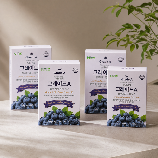 깊고 진한 블루베리의 품격 그레이드A 블루베리 퓨레100, 4박스, 280g