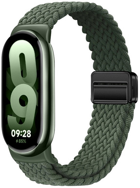 Sujunex 샤오미 미밴드8 9 10호환 일반형 브레이드 솔로루프 길이조절 나일론 스트랩 140mm-200mm, 올리브색, 1개