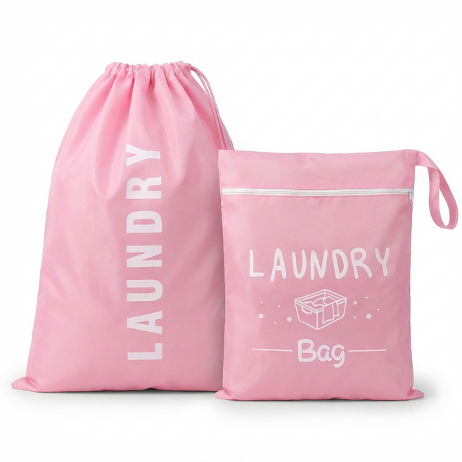 피앤에스 대용량 런드리백 초대형 빨래바구니 방수 세탁가방 기숙사 캠핑 육아 자취, 핑크