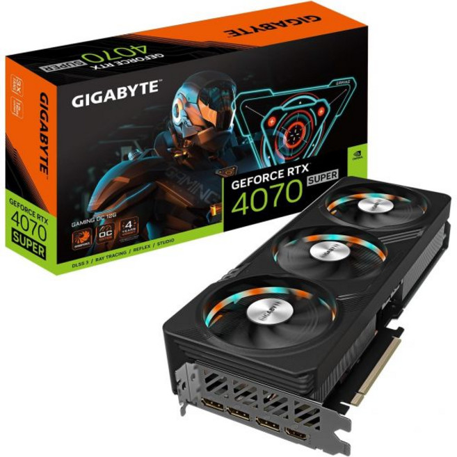 기가바이트 지포스 RTX 4070 슈퍼 게이밍 OC 12G 그래픽 카드 윈드포스 팬 3배 12GB 192비트 GDDR6X GVN407S OC12GD 비디오