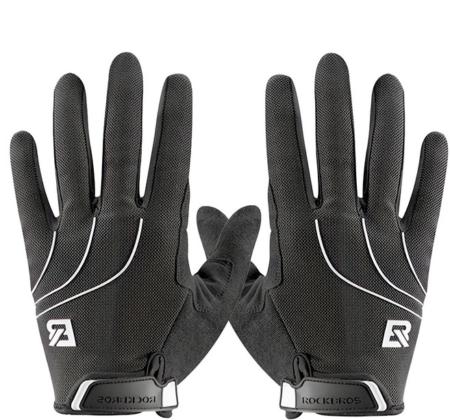 락브로스 충격흡수패드 매쉬원단 터치스크린 자전거 장갑 S107-1, 블랙, 1개