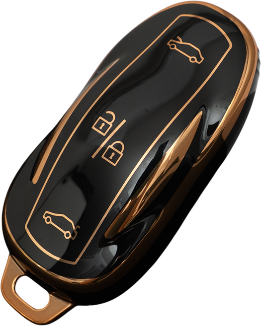 테슬라 S 3 Y X 호환 TPU 자동차 차키 케이스 키홀더 키링, TA107(S/3/Y), 블랙