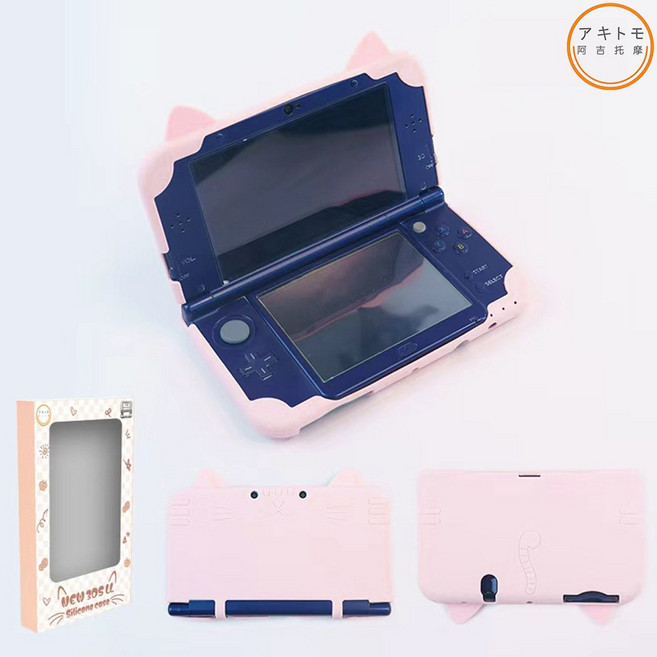 뉴 닌텐도 3DS XL 케이스 고양이 실리콘케이스 아키토모, 핑크