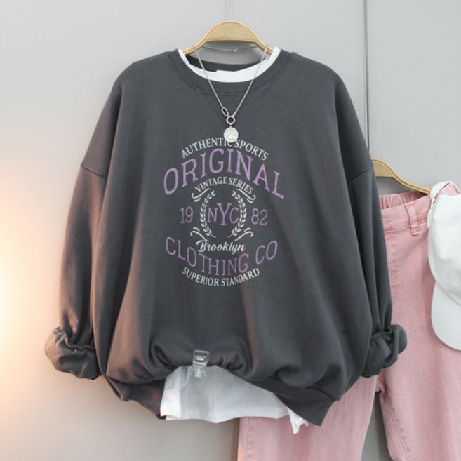 달콩 여성 봄신상 빅사이즈 어쎈레터링오버핏맨투맨