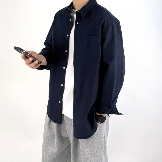 디알엠 남자 옥스포드 무지 오버핏 긴팔 빅사이즈 프리미엄 셔츠