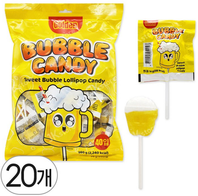골든버블 크리미 맥주캔디, 20개, 14g