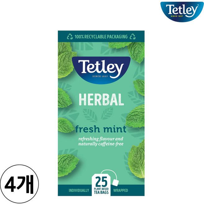 테틀리 페퍼민트 인퓨전, 1.5g, 25개입, 4개
