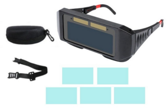 용접메스터 태양열 자동차광 용접면 용접안경 보호필름5매 고글변환줄 케이스, 1세트