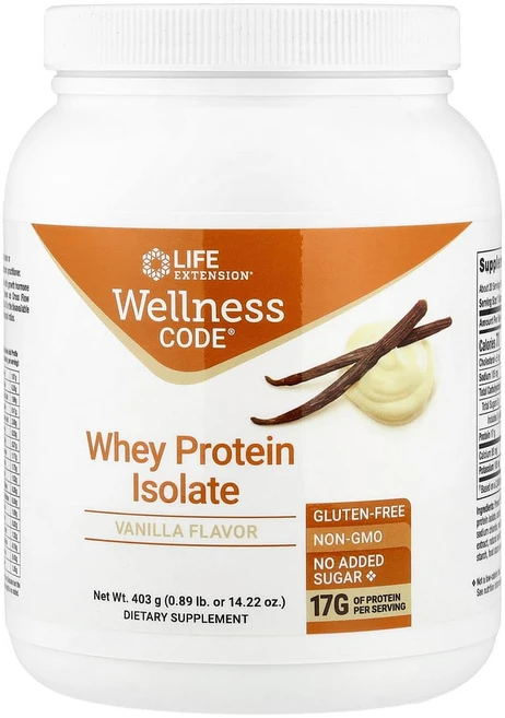라이프익스텐션 Wellness Code 분리유청단백질 바닐라 403g(0.89lb), 1개, 403g - 쿠팡