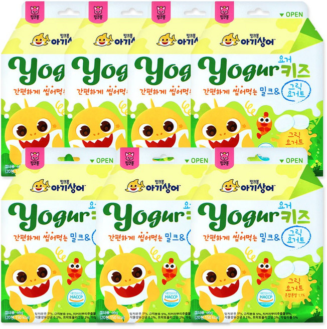 핑크퐁 아기상어 요거키즈 밀크&그릭요거트 캔디, 7개, 40g