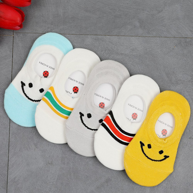 623- 링글스마일덧신5족 뒷꿈치 넌슬립 처리/ 아동 공용양말 유쾌상큼 다양한 디자인으로 인기좋아요