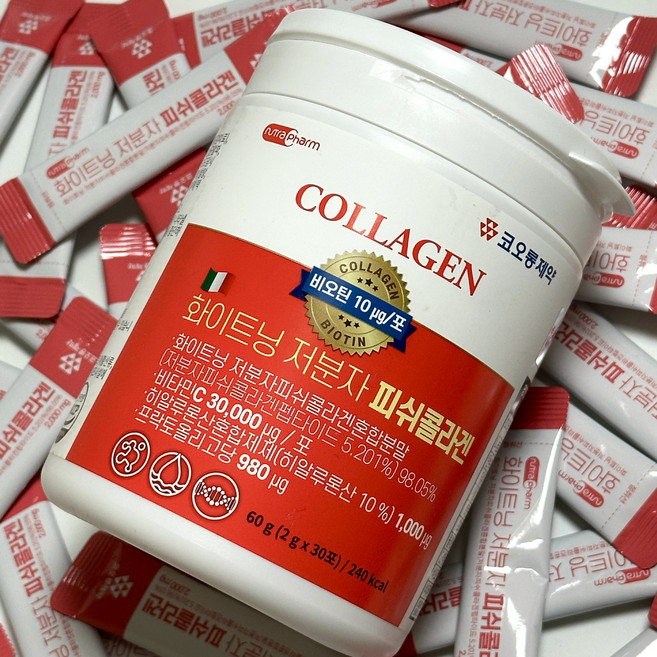 코오롱제약 화이트닝 저분자 피쉬콜라겐 히알루론산 필수 아미노산 피부 미백, 2g, 90개