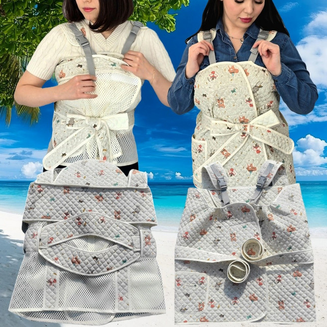 HN 혀누닷컴 아기 편한 목받침 전통 포대기 두줄벨트 밴딩 안장 버클 사계절 여름 망사형 앞 뒤 포대기 가벼운, 여름망사형