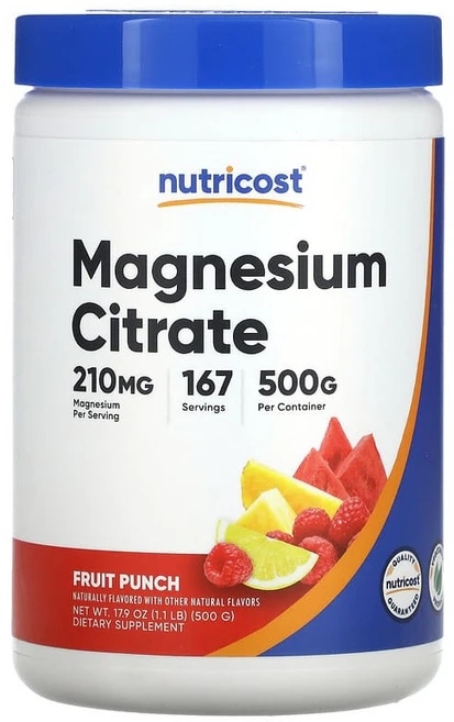 Nutricost 마그네슘시트레이트 과일 펀치 맛 500g(17.9oz) NCS-67286, 1개, 500g - 쿠팡