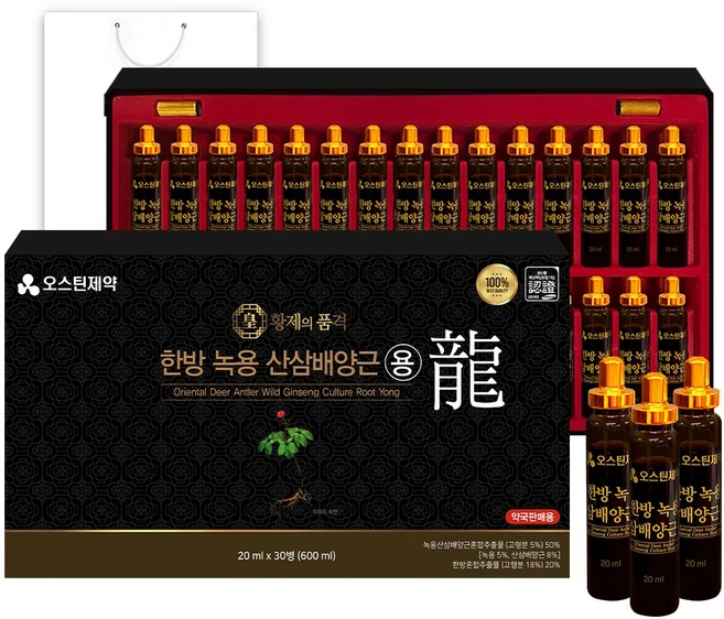 오스틴제약 한방 녹용 산삼배양근 용, 오스틴제약한방녹용산삼배양근용20mlx30병, 30개, 20ml - 쿠팡