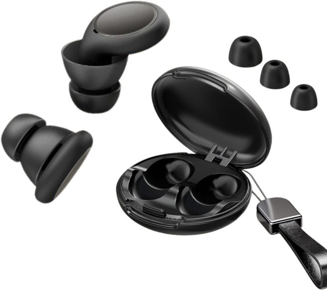 바이빈이 수면 공부 소음차단 귀마개 실리콘 이어플러그 다크블랙, 1쌍, 1세트