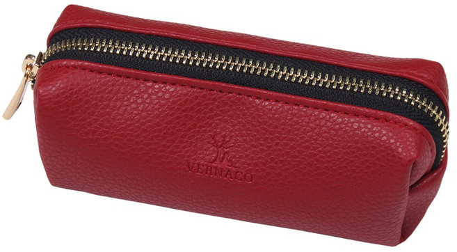 국산 6색 가죽 도장지갑 인감도케이스, 레드