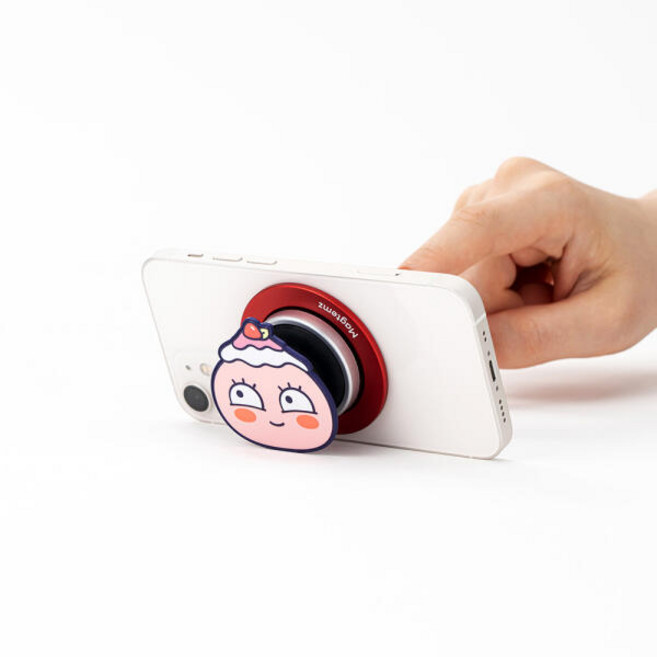 피치파이브 얼굴형 그립톡+벨루가 맥템즈 홀더 베이스, 어피치(PF), 레드, 1개