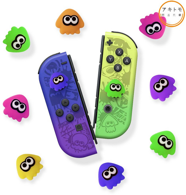 닌텐도 스위치 조이콘 스틱커버 키 캡 아키토모 스플래툰 오징어 OLED 라이트 호환, 핑크그린, 1개