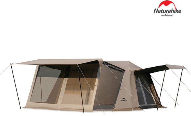 네이처하이크 빌리지 13 릿지 자동 얼티메이트 에디션 티타늄 블랙코팅 패밀리 원터치 이너룸 텐트, 브라운, 4~6인