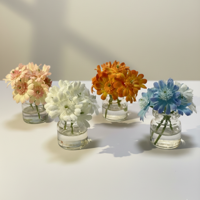 미싱유플라워 납골당 장식 봉안당 꾸미기 미니어처 화병 조화 2종, 2개, 화이트+블루