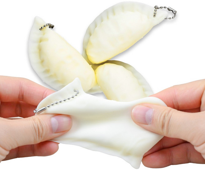 토이토 만두 말랑이 키링 백꾸 미니어처 열쇠고리 스트레스볼 스퀴시, 3개, 230g, 화이트