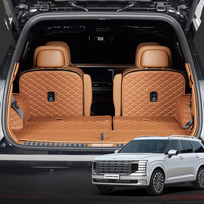 메이튼 디올뉴 팰리세이드 LX3 트렁크매트 풀커버 세트 트렁크 커버, 9인승 자동폴딩 (풀커버 세트), 하이브리드_KK113, 팰리브라운