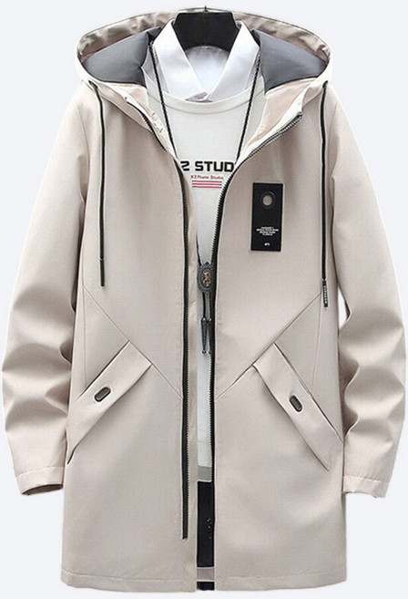 가르크시 남자 미니멀 후드 집업 점퍼 롱 기장 아우터 사선 플랩 포켓 재킷