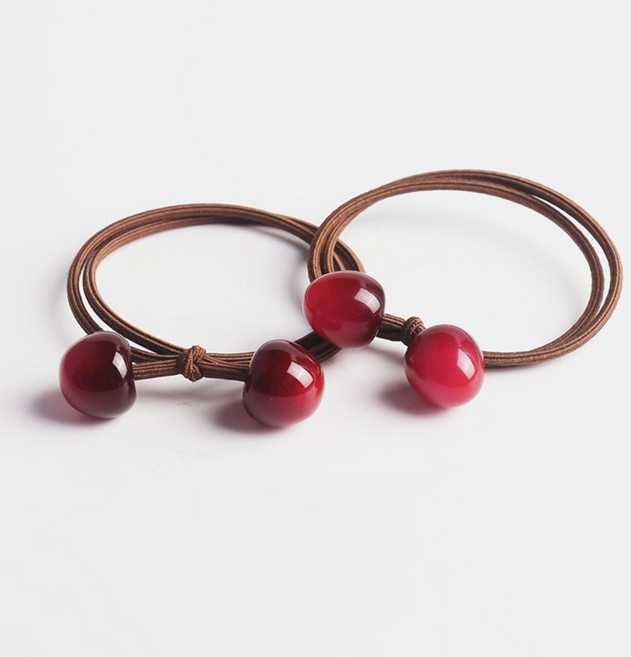 구름상회 미니멀 체리알 투볼 구슬 헤어 머리끈 2종