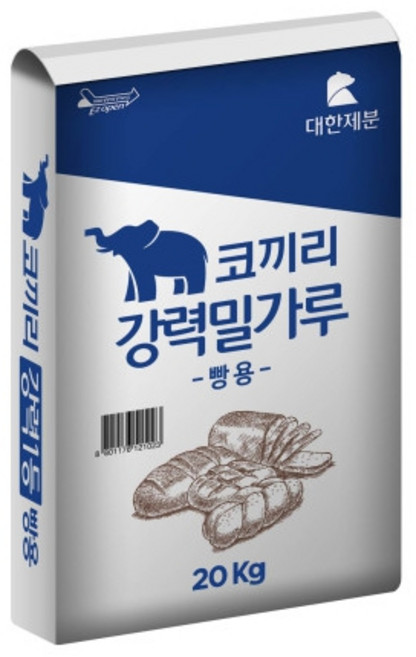 대한제분 곰표 코끼리 강력 밀가루 빵용 20kg 빵밀가루 제빵전용, 1개