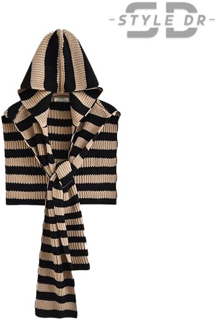스타일닥터 여성용 스트라이프 디자인에 머플러 모자 일체형 머플러