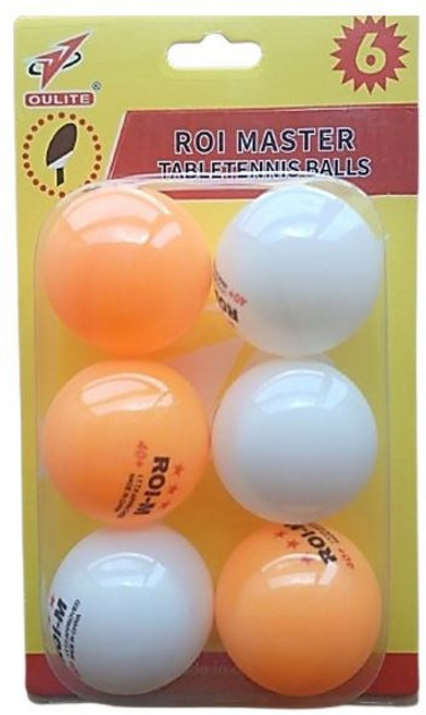 로이마스터 ABS 탁구공 2종 세트, 흰색 + 주황색, 6개입, 1세트