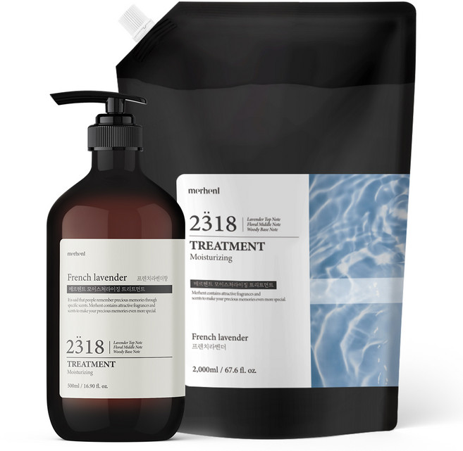 메르헨트 모이스처라이징 퍼퓸 트리트먼트 500ml + 리필 2000ml 세트 프렌치라벤더향 대용량 린스 컨디셔너 헤어팩 단백질 업소용 남성 여성 헤어 트리트먼트 1위, 1개