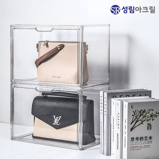 성림아크릴 가방 정리함 투명 아크릴 조립 진열 박스 백정리함 먼지방지 수납 핸드백 쇼케이스, 특대형[CH_DIYBOX_XL], 1개