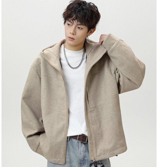 제이피엠 남자 울라이크 후드 집업자켓 오버핏 봄 가을 간절기 아우터 모직 숏자켓 데일리 후드점퍼 TZ601