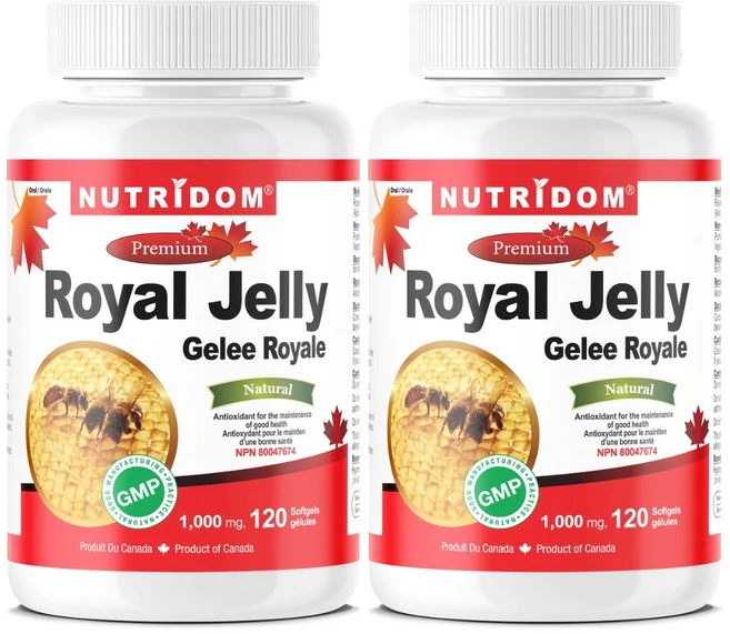 (2병) 캐나다 뉴트리돔 프리미엄 로얄젤리 1000mg 120소프트젤 Natural Royal Jelly 로열젤리 로얄제리, 2개, 120정 - 쿠팡