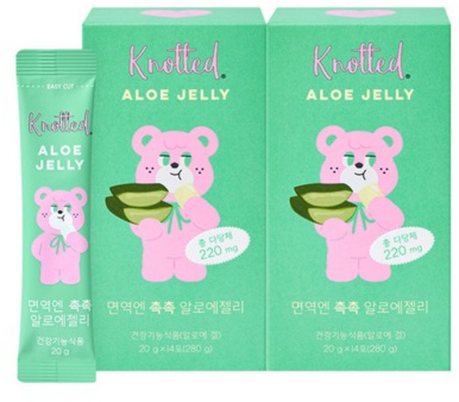 노티드 면역엔 촉촉 알로에 젤리 스틱 2박스 / 먹는 알로에겔 이뮨 알로에베라