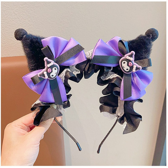 스피이 산리오 캐릭터 헤어밴드 쿠로미머리띠 파티머리띠, 1개