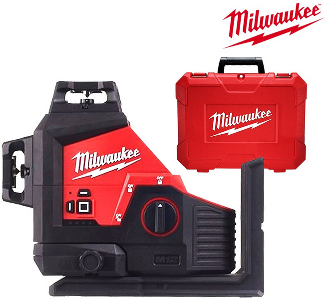 밀워키 12V 360x3 충전 레이저 레벨기 베어툴 M12 3PL-0C 수평계 수평기 수직 수평 측정 공구 측정기, 1개
