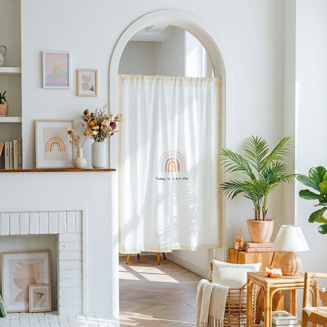 브로상회 방문 가리개 커튼봉 세트