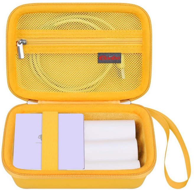Elonbo TYPONOS/ETIKEZ 스티커 프린터용 휴대용 케이스 PM290 휴대용 미니 프린터 잉크 없는 블루투스 라벨 메이커 기계 여행 가방 열 사진 프린터 보관, 옐로우