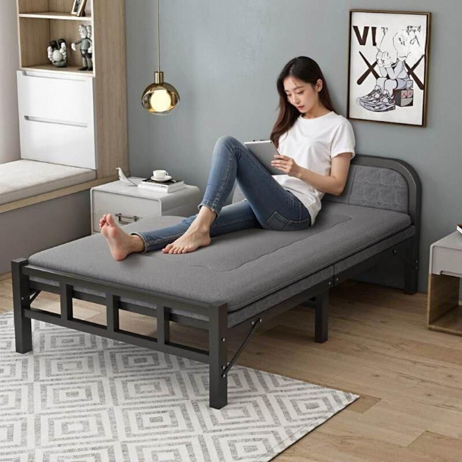 접이식 싱글 침대 사무실 이동식 베드 공간활용 원룸 간이침대 라꾸라꾸침대 야전침대, 두께 판 186x100cm